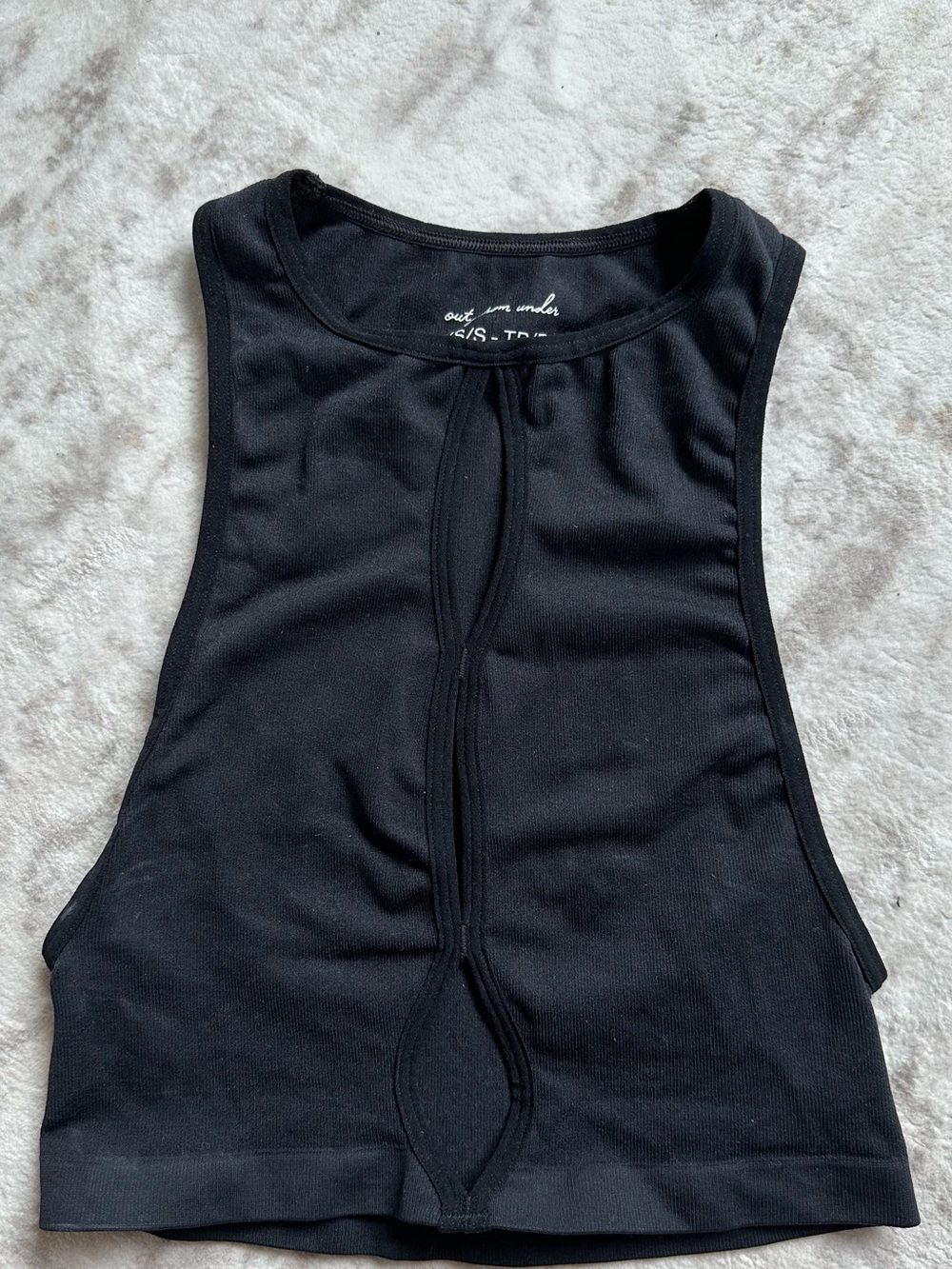 Urban Outfitters Out From Under Violetta Black Ribbed Keyhole Crop Tank - Picture 3 of 5